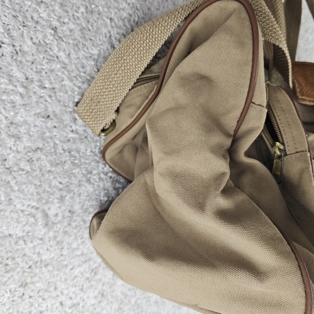 Vintage Eddie Bauer Edition Ford Duffle Bag Canvas SafariLeather Khaki Beige